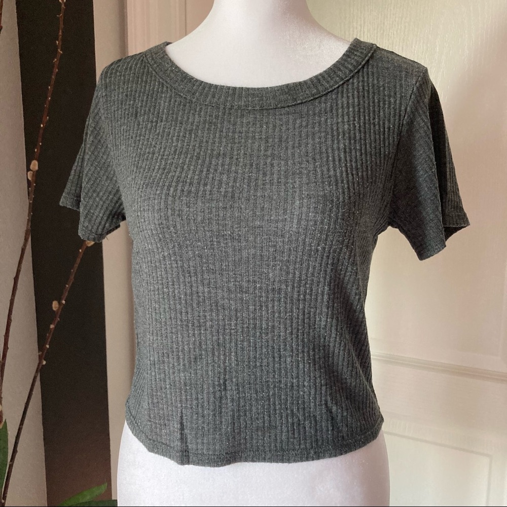 gray ribbed crop top